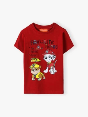 Czerwony bawełniany t-shirt chłopięcy Psi Patrol