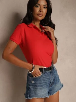 Czerwony Bawełniany T-shirt Typu Polo Arsenllia fruit of the loom