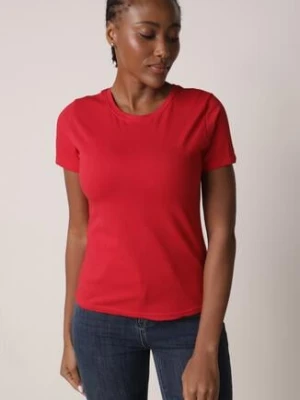 Czerwony Bawełniany T-shirt w Klasycznym Stylu Nedila jstyle