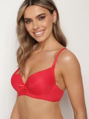 Czerwony Biustonosz Full Cup o Klasycznym Gładkim Fasonie Dimiarra han