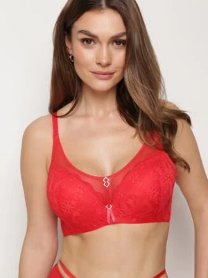 Czerwony Biustonosz Full Cup z Koronką i Metalowymi Klamerkami z Cyrkoniami Cindella love magnolia