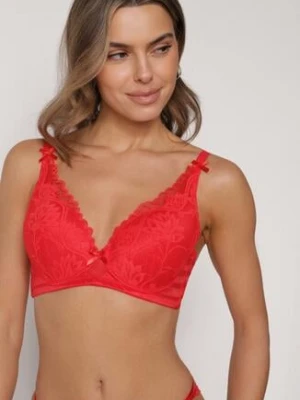 Czerwony Biustonosz Koronkowy z Kokardkami Themikaia love magnolia