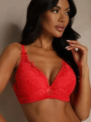 Czerwony Biustonosz Ozdobiony Koronką i Kokardkami Sellene love magnolia