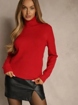 Czerwony Casualowy Golf z Bawełną i Wełną Reillisa