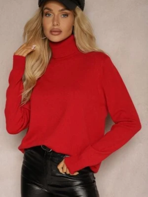 Czerwony Casualowy Golf z Dodatkiem Bawełny i Wiskozy Lerinae j&x