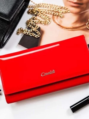 Czerwony duży portfel damski ze skóry naturalnej i ekologicznej - 4U Cavaldi