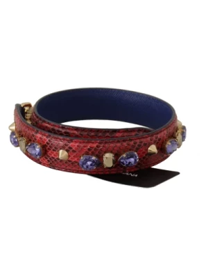 Czerwony egzotyczny Pasek na ramię do torebki z kryształami Dolce & Gabbana