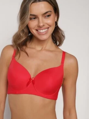 Czerwony Gładki Biustonosz Zdobiony Kokardką Ocerien han