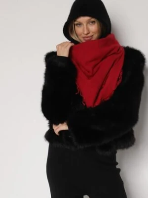 Czerwony Gładki Szalik z Frędzlami Vetiela