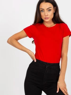Czerwony gładki t-shirt plus size z bawełny BASIC FEEL GOOD