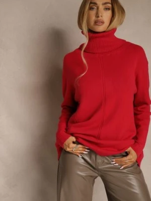 Czerwony Golf o Fasonie Klasycznego Swetra z Domieszką Kaszmiru Rorilaine