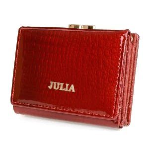 Czerwony Julia Rosso damski portfel skórzany mały RFID czerwony Merg