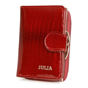 Czerwony Julia Rosso damski portfel skórzany pionowy RFID czerwony Merg