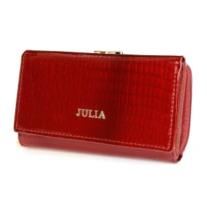 Czerwony Julia Rosso damski portfel skórzany RFID czerwony Merg