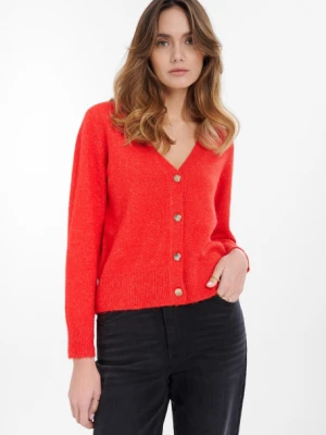 Czerwony kardigan z dodatkiem wełny Greenpoint