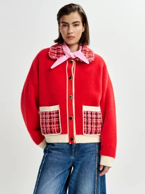 CZERWONY KARDIGAN Z OZDOBNYMI DETALAMI ESSENTIEL ANTWERP