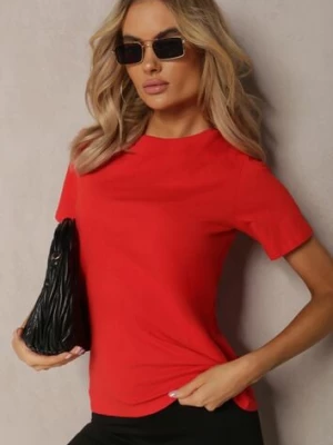 Czerwony Klasyczny T-shirt z Bawełny o Gładkim Wykończeniu Fioralla glo-story