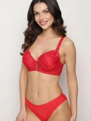 Czerwony Koronkowy Biustonosz Ozdobiony Cyrkoniami Katirena love magnolia