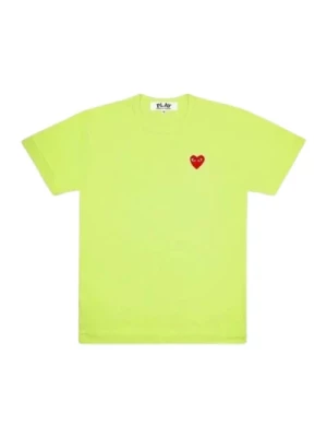 Czerwony Limonkowy T-shirt Serce Comme des Garçons Play