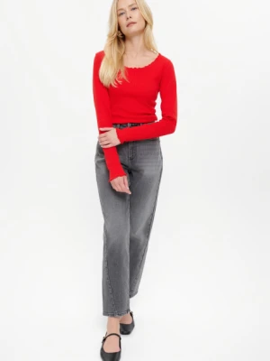 Czerwony longsleeve z efektownym wykończeniem Greenpoint