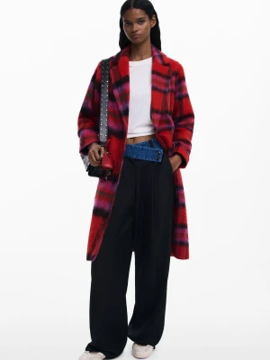 Czerwony płaszcz w kratę Desigual