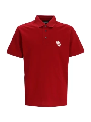 Czerwony Polo Shirt z Logo i Haftowanym Orłem Emporio Armani