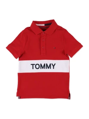 Czerwony Polo z Białym Paskiem Tommy Hilfiger