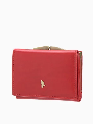 Czerwony portfel damski skórzany z kieszenią na bigiel Puccini