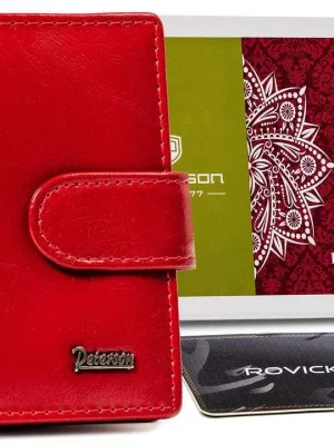 Czerwony skórzany portfel damski z organizerem na klucze — Peterson Merg