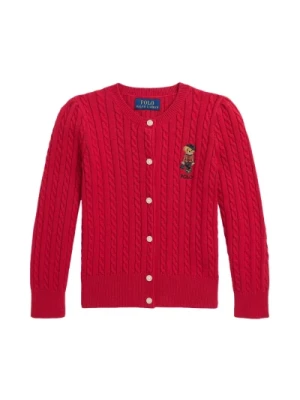 Czerwony Sweter Cardigan MinicablBear Polo Ralph Lauren