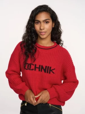Czerwony sweter damski z logo OCHNIK