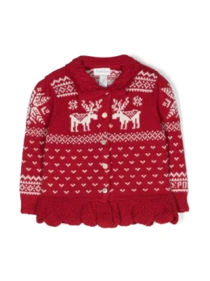 Czerwony Sweter Kardigan z Reniferem Polo Ralph Lauren