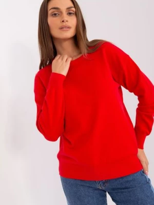 Czerwony sweter klasyczny z okrągłym dekoltem