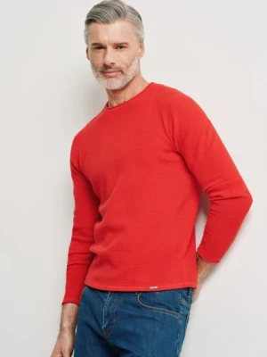 Czerwony sweter męski basic OCHNIK