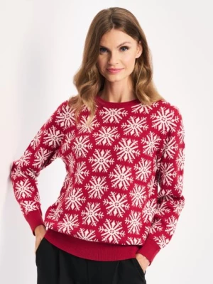 Czerwony sweter świąteczny damski OCHNIK