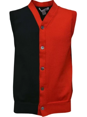 Czerwony Sweter w Blokach Kolorów Comme des Garçons