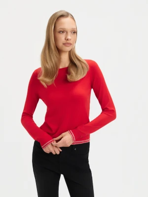 Czerwony sweter z błyszczącą nitką Top Secret