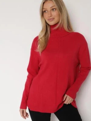Czerwony Sweter z Golfem i Dodatkiem Kaszmiru Rorizia