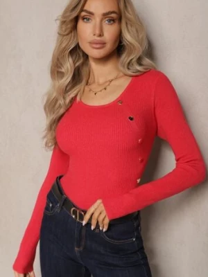 Czerwony Sweter z Wiskozą Ozdobiony Metalicznymi Aplikacjami Malittia wool fashion