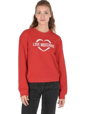 Czerwony Sweter z Wstawką z Bawełny Love Moschino