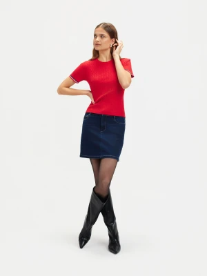 Czerwony sweter ze splotem TOP SECRET
