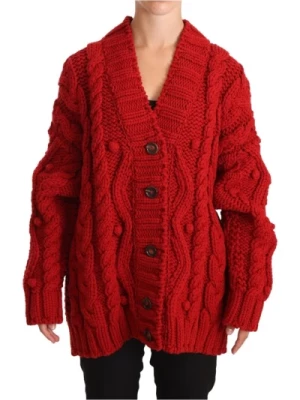 Czerwony Sweterek z Teksturowaną Włóczki Dolce & Gabbana
