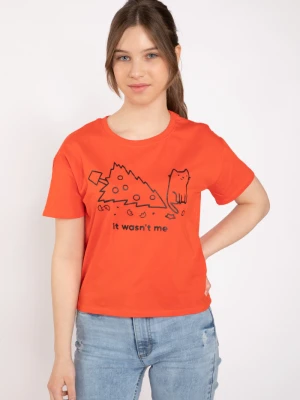 Czerwony świąteczny T-shirt z nadrukiem Reporter