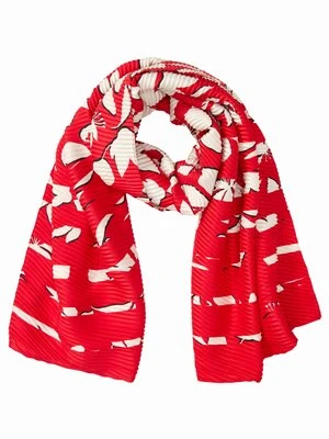 Czerwony szal ze wzorem z plisowaną strukturą - Urban Lights Olsen