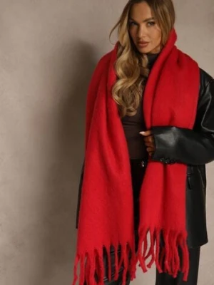 Czerwony Szalik Ozdobiony Frędzlami Owedela