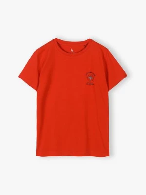 Czerwony t-shirt dla chłopca z bawełny Lincoln & Sharks by 5.10.15.