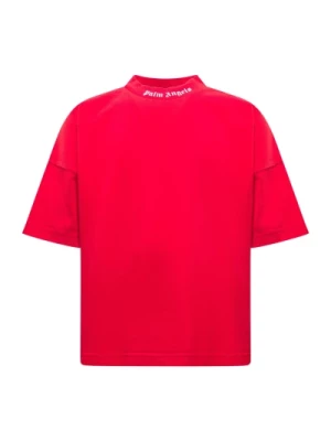 Czerwony T-shirt dla dzieci z logo marki Palm Angels
