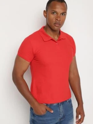 Czerwony T-shirt Polo z Bawełną Fodelira