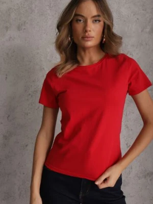 Czerwony T-shirt z Bawełny z Okrągłym Dekoltem Nedima jstyle