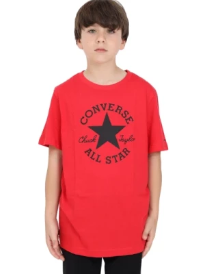 Czerwony T-shirt z nadrukiem logo Converse